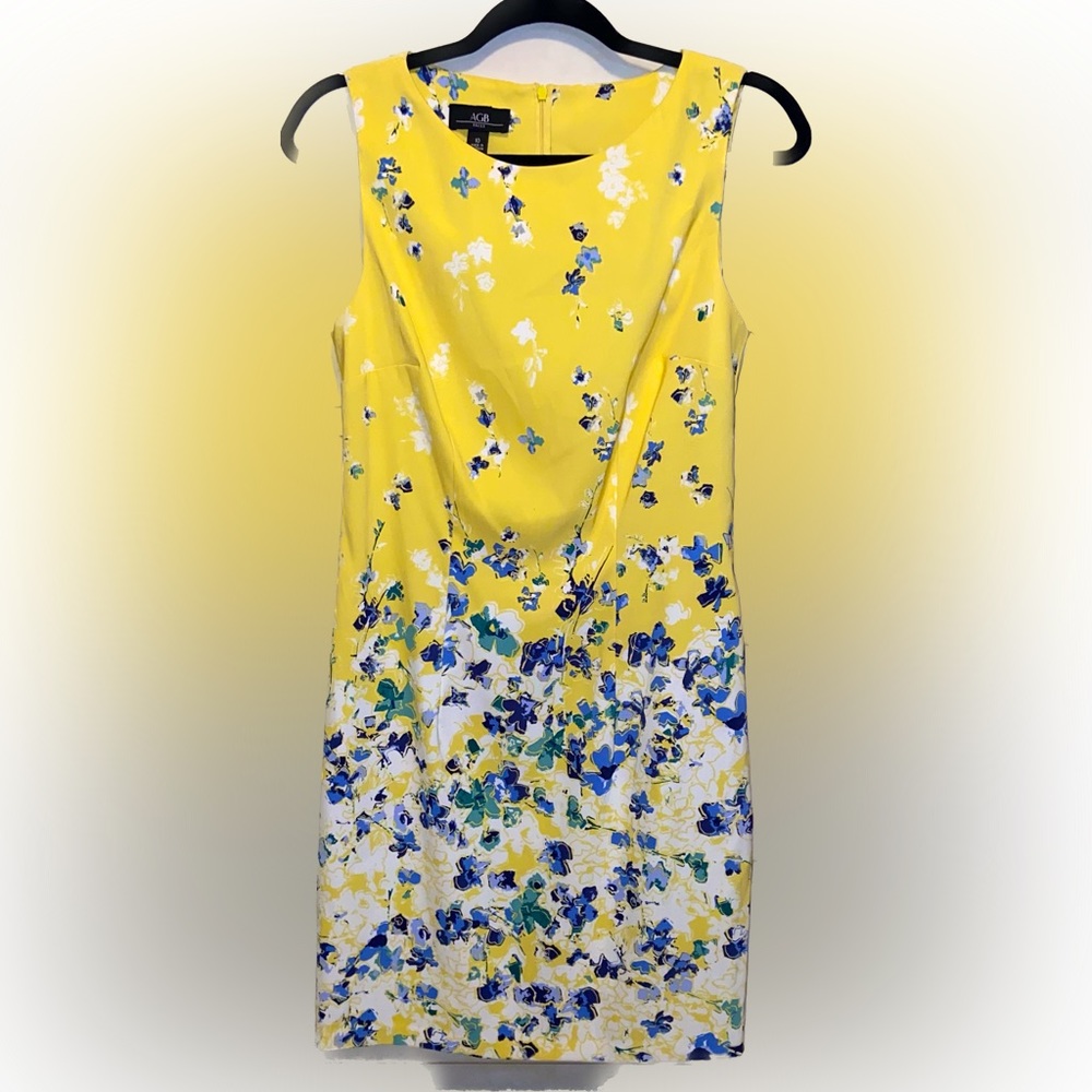 Sleeveless Dress AGB Yellow with blue flower accents